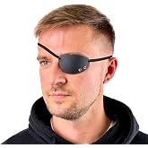 Black Plastic Eye Patch, Concave 3D Design for Adults, Adjustable Strap | Non-Porous KYDEX Surface, Easy To Clean, Skin-Friendly Fit, Breathable Design, Suitable for Men And Women for Daily Wear