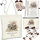 Gilprop 6 Pcs Photographer Gift Camera Lover Shopping Bag Keychain Cosmetic Bag Spiral Notebook Ballpoint Pen Socks Don't Lose Your Focus Photography Inspirational Motivational Birthday Valentine Gift