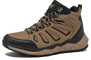 HI-TEC Valley Geo Mid Waterproof Hiking Boots for Men, Lightweight Breathable Outdoor Trekking and Trail Sneakers, Sizes 7 to 15