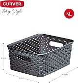 Curver My Style Rattan Effect 4 Litre Storage Baskets Anthracite Set of 4 view 8