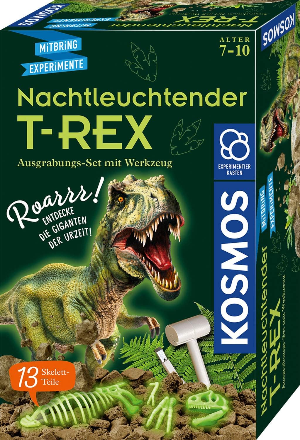 Kosmos 658021 Noctilucent T-REX Experiment Set for Children from 7 Years, Dinosaurs, Fossils, Excavation, Prehistoric Time