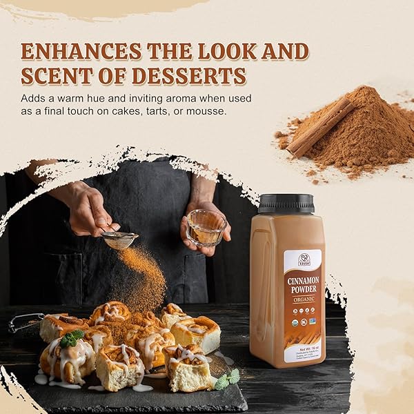 52USA ORGANIC CINNAMON POWDER,1 LB (16OZ),PURE GROUND CINNAMON, 100% CERTIFIED,PREMIUM QUALITY SPICE-GREAT FOR BAKING,COOKING AND DRINKS,ADDITIVE FREE, USDA & KOSHER CERTIFIED, NON-GMO,GLUTEN FREE