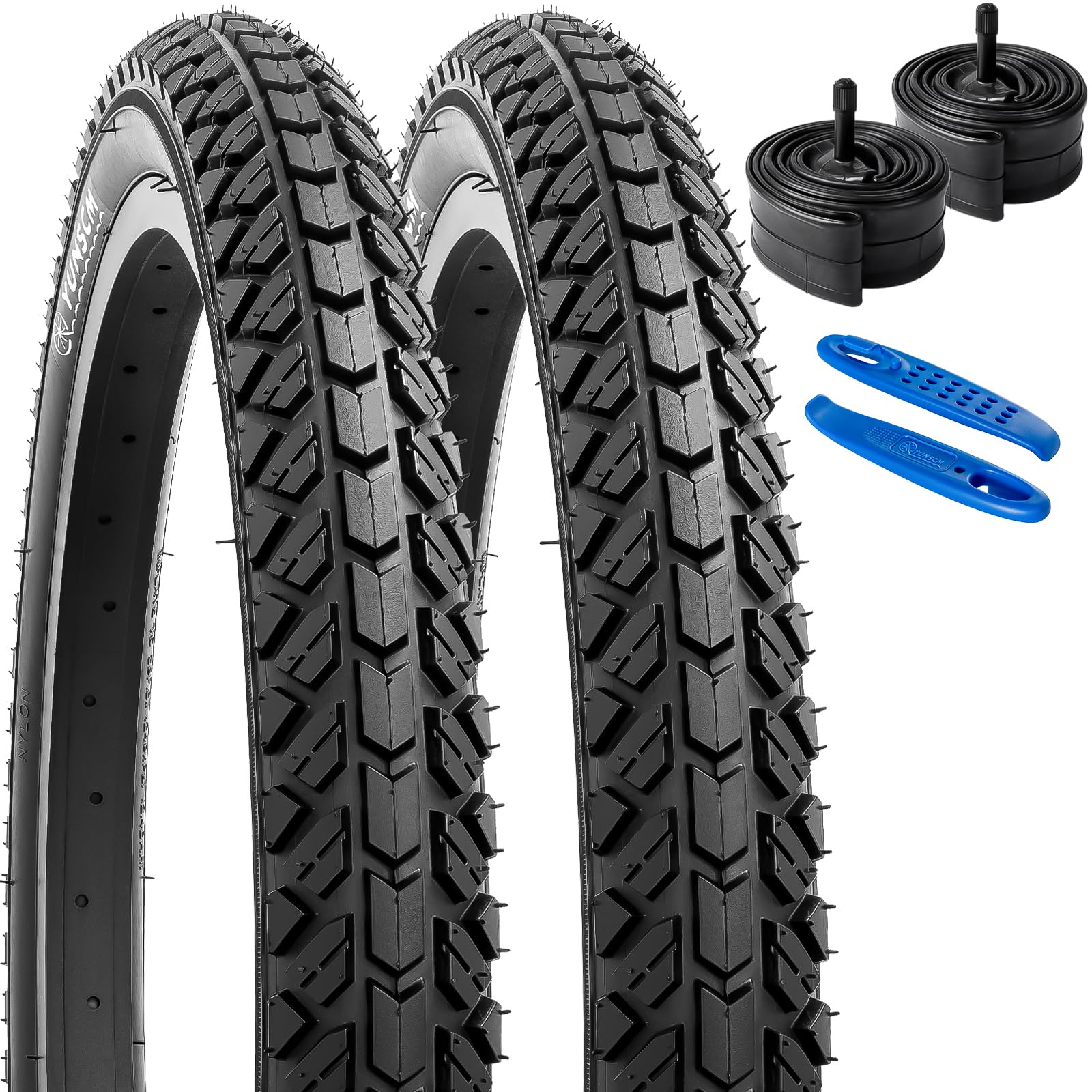 YunSCM 2Pcs Foldable 20 inch Bike Tyres 20x1.95 Tires 54-406 and 20 inch Inner Tubes AV32mm Valve Compatible with 20x1.90 20 x 1.95 20x2.0 Road bikes, city bikes Bicycle Bike Tyre