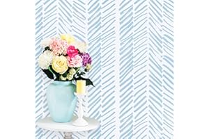 Guvana 197" Striped Wallpaper Light Blue White Contact Paper Line Peel and Stick Wallpaper for Bedroom Decoration Self Adhesive Wallpaper Line Up Easily Pattern Contact Paper DIY Removable Wallpaper