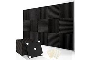 ZHOJEREL 1 '' X 12 "X 12" soundproof foam tile, soundproof panel to quickly absorb noise, soundproof wall panel for game room, suitable for music recording home studio (1 inch 12 packs, Black)