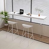 White solid wood bar table tall narrow,Industrial Counter Height Kitchen Dining Table With acrylic base,Rectangular Outdoor Bar Table,Rustic Tall Counter Height Table,for Bistro Cafe Home,No stools(10