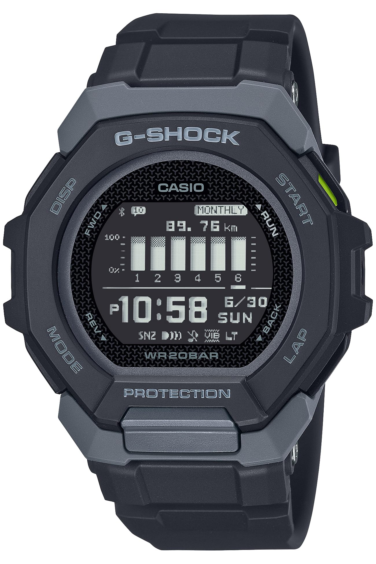 G-SHOCK(ジーショック) Casio G-SQUAD GBD-300 Wristwatch, Equipped with Bluetooth, Biomass Plastic, Black, sports