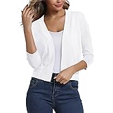 Urban CoCo Women's 3/4 Sleeve Cropped Cardigan Sweater Elegant Shrugs for Women