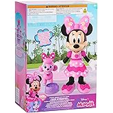 Disney Jr. Minnie Mouse Pet Fun Doll – 10-Inch Poseable Minnie Doll with Lights & Sounds, Accessories, Pink Poodle Toy, Kids Gift for Ages 3 and Up by Just Play