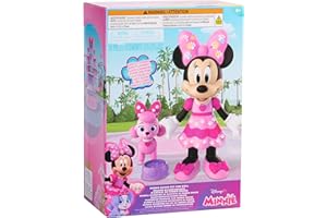 JUST PLAY Disney Jr. Minnie Mouse Pet Fun Doll, 10 inch Poseable Minnie Doll, Ages 3 and Up