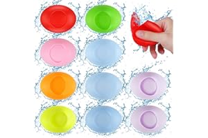 ATESSON 10 Pcs Reusable Water Balloons, Refillable Water balls, Pool Toys for Boys and Girls, Beach Outdoor Activities Water Games Toy for kids Silicone Happy Water Bombs