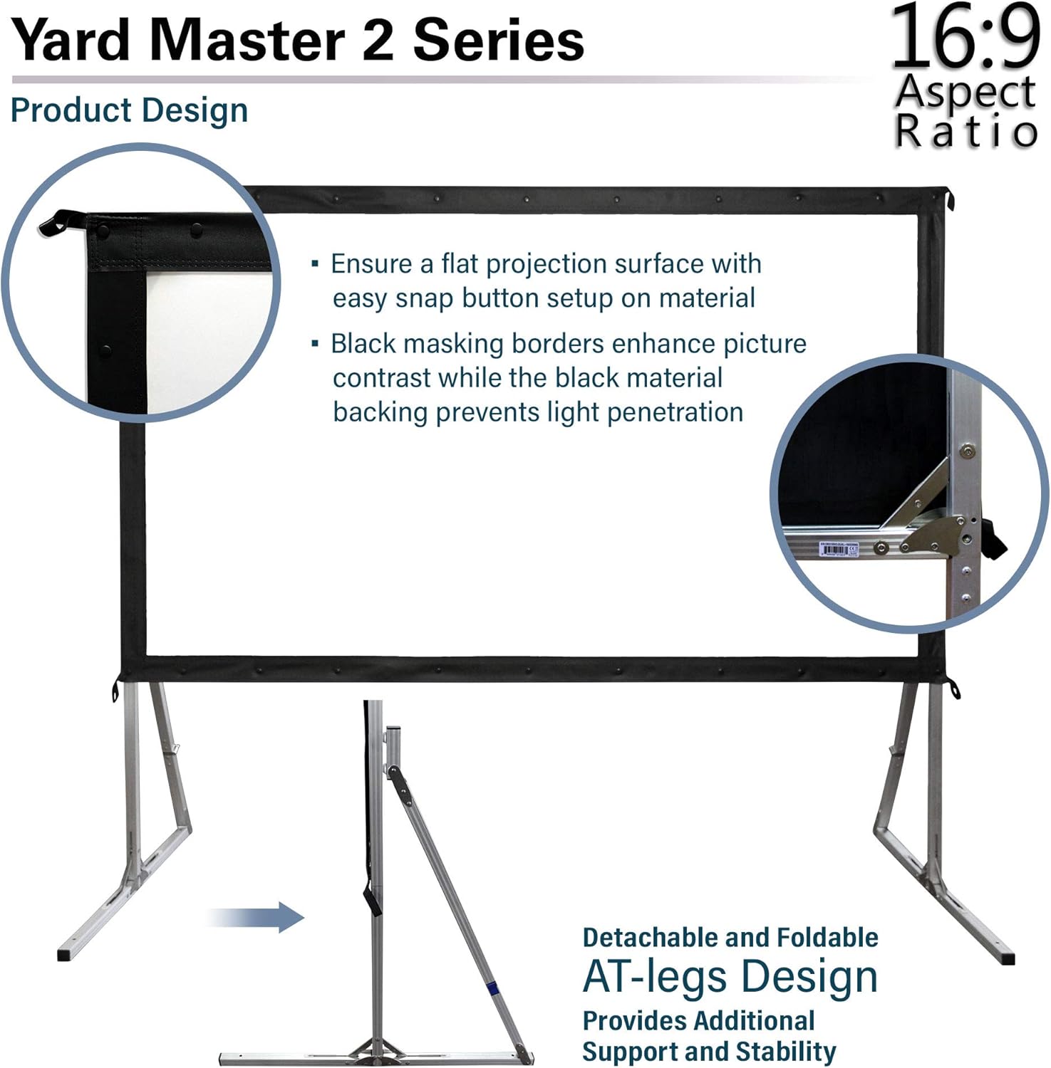 Elite Screens Yard Master 2, 120 inch Outdoor Projector Screen with Stand 16:9, 8K 4K Ultra HD 3D Fast Folding Portable Movie Theater Cinema 120" Indoor Foldable Easy Snap Projection Screen, OMS120H2: Home Audio & Theater