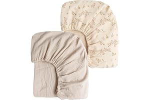 2 Pack Muslin Bassinet Fitted Sheet for Bedside Bassinet Sleeper - Breathable Cotton Newborn Essentials - Soft Nursery Beddin