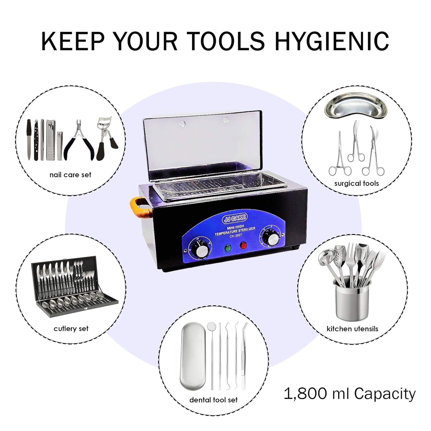 Mini High Temperature Sterilizer Box, Dry Heat Sterilizer Cabinet for Manicure Tools, High Temp Sterilizer, Nail Tool Sterilizer for Salon, Spa, Dry Heat Sanitizer for Tattoo, Barber Shops - Blue: Beauty