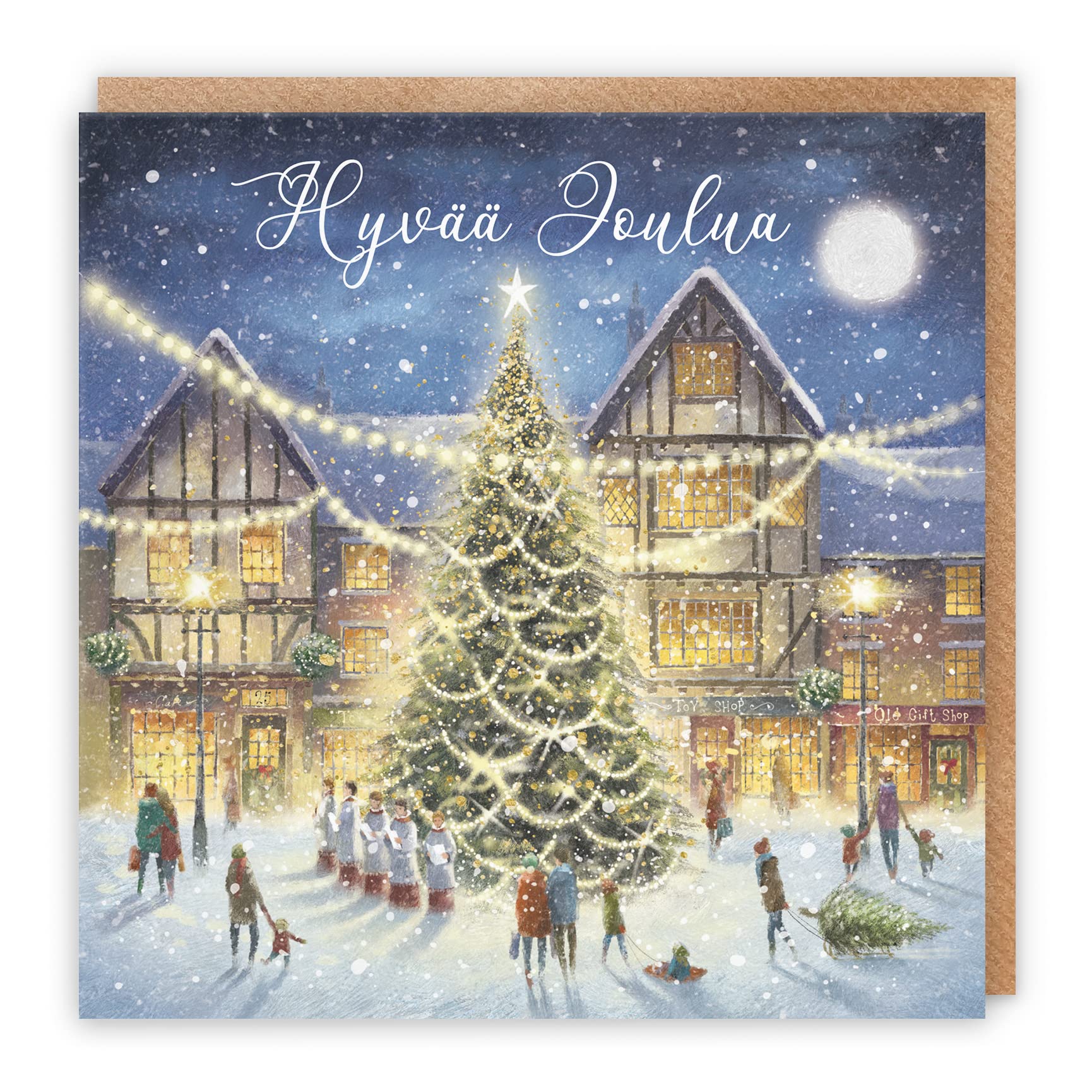 Hunts England - Individual Finnish Christmas Card For Men Or Women - Hyvää Joulua - 'Christmas Eve' - Milo's Gallery Collection - Finnish Christmas Card