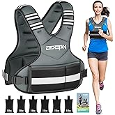 Weighted Vest Adjustable Weights for Women, 6-12 Lbs Weight Vest for Walking with Plus Size Pocket, Ruck Vest with 6 Ironsand Weights & Reflective Strip for Running, Workouts & Strength Training