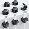 Lamicall 8 Pack Magnetic Cord Organizer, Crystal-Clear Cable Clips | N52 Magnet, Phone Charging Cord Holder, Adhesive Wire Ho