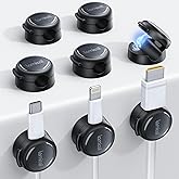 8Pack Magnetic Cord Organizer Cable Clips - Lamicall [Crystal-Clear] Desk Cable Managment for Phone Charging Cord, Adhesive Wire Holder for Home Office Desk Nightstand, Christmas Organizer Accessories