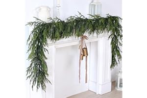 FOTEEWL Artificial Christmas Garlands- Real Touch Norfolk Pine Garland Faux Greenery Fake Garland for Holiday, Fireplace, Mantle, Indoor Decor (1 Pcs,5 Feet)
