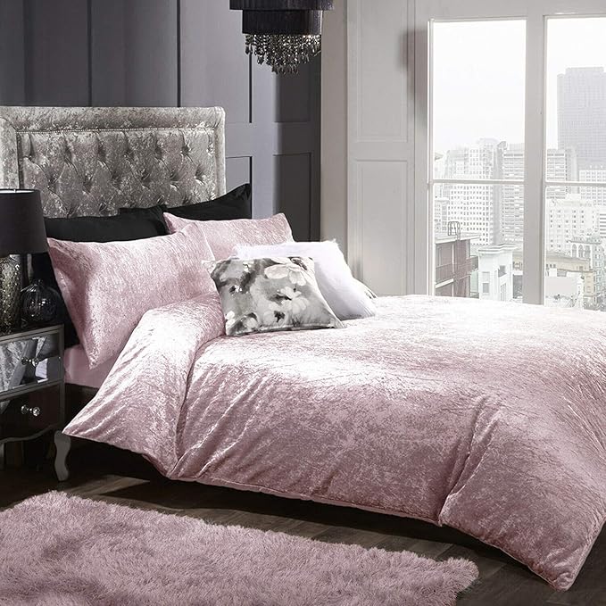 LUXURIOUS FULL VELOUR CRUSHED VELVET DUVET COVER & PILLOWCASE/S BED