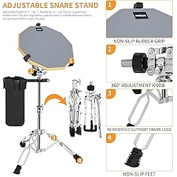 AKOZLIN Drum Pad Stand Set with 12'' Double Sided