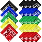 Lemecima 60 Pcs Bandanas in Bulk for Men Women Cowboy Bandanas Multipurpose Handkerchief Retro Head Wrap Necktie Face Cover 5 Colors