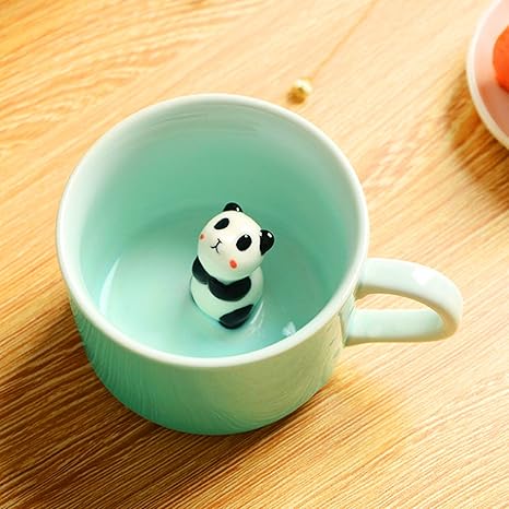 Amazon Com Panda Surprise 3d Coffee Mug Cute Cartoon Animal Ceramics Cup Baby Animal Inside Best Office Cup Birthday Gift 8 Oz Panda Kitchen Dining