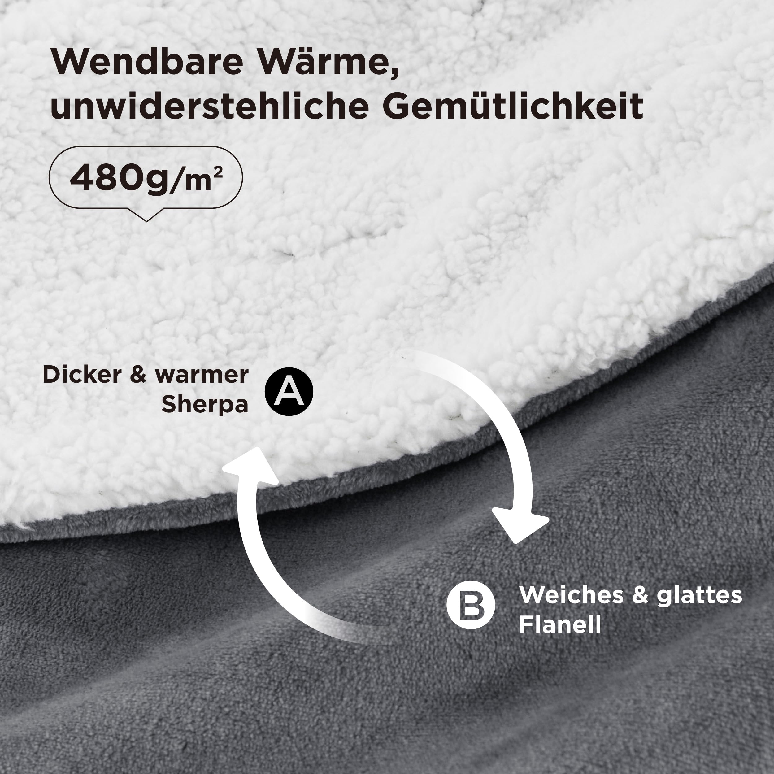BEDSURE Kuscheldecke Warm Sherpa Wolldecke - Sofadecke, Flauschig Sofaüberwurf Decke, Dicke Couchdecke, Geschenke für Frauen, Flauschige Wohndecke, Grau, 150x200 cm, XL 3