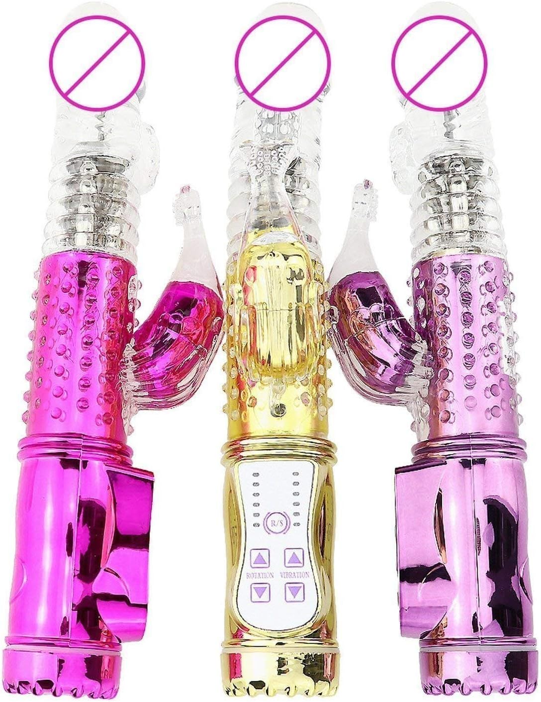 COOCOl Keep Healthy Toys Rotating Rabbit Vibroto Beads and Powerful Vi-brating C-lit Stimulator Dual Action Toy Plating Violet Electroplating Powder,Platingviolet