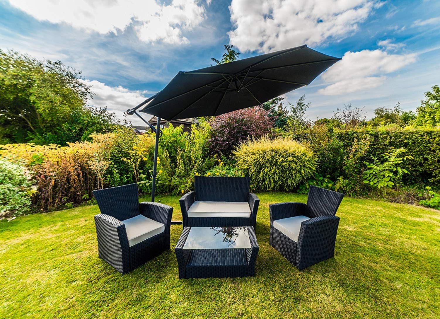 Buy Kingfisher FSR2 Black 4 Piece Curved Rattan Effect Outdoor Garden