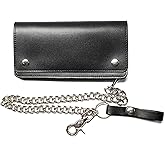 Trucker Wallet Premium Leather with 18 inch Chain (Black)