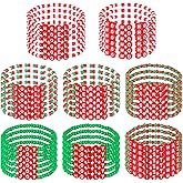 Tondiamo 48 Pcs Christmas Bracelets Bulk Friendmas Gift Pink and Green Beaded Stretch Bracelets for Holiday Christmas Party Favor Classroom Gift Stocking Stuffers Friendmas Party Decorations