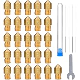 ELEGOO 26pcs Multi Size MK8 Nozzles for Neptune 3/3 Pro/3 Plus/3 Max | 3D Printer Brass Hotend Nozzles with Cleaning Kits, 0.2/0.3/0.4/0.5/0.6/0.8/1.0mm