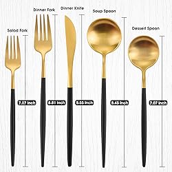 Matte Gold Silverware Set With Black