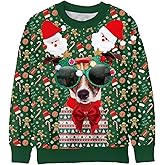 UYIQL Ugly Christmas Sweatshirts for Kids Xmas Novelty Animal Print Pullover Boys Girls Holiday Long Sleeve Top 5-14 Years
