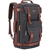 Tzowla Canvas Travel Backpack Carry on Flight Approved,Large Vintage Messenger Bag,3-in-1 Convertible Backpacks Duffel Bag,Personal ltem Laptop Rucksack for Men and Women Fit 17 Inch Laptop(Black)