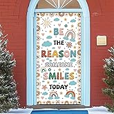 arricraft Boho Rainbow Classroom Door Cover, Be The Reason Someone Smiles Today Welcome Theme Banner Colorful Polyester Door Backdrops for Kindergarten Middle Preschool School Classroom Decoration