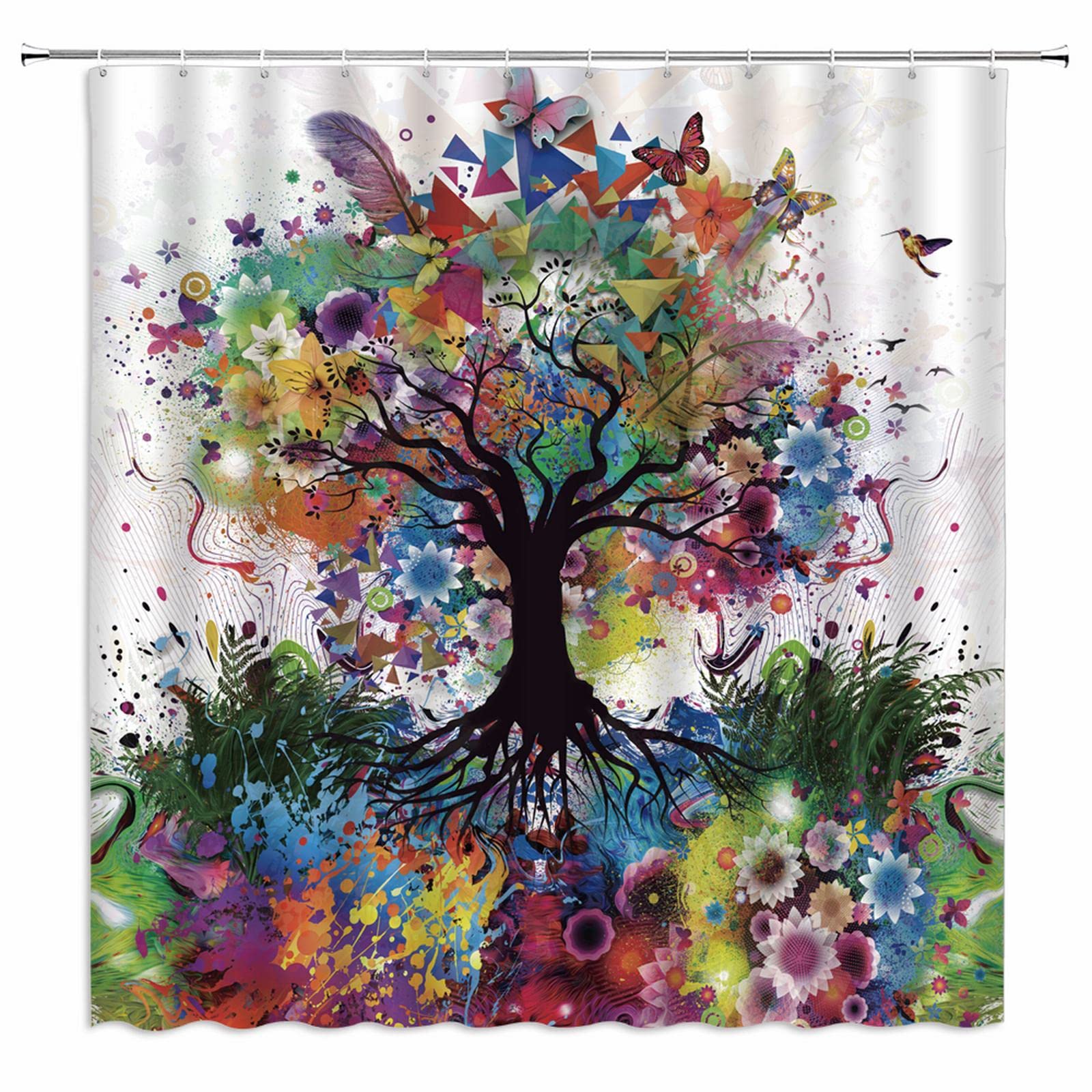 jingjiji Colorful Tree Shower Curtain Color