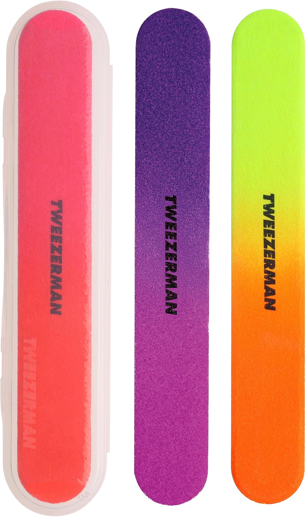 Tweezerman Filemates Neon Nail Files Set 3 Pack with Case 100/180 Grits