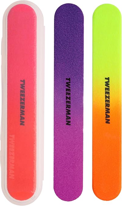 Tweezerman Filemates Neon Nail Files Set 3 Pack with Case 100/180 Grits