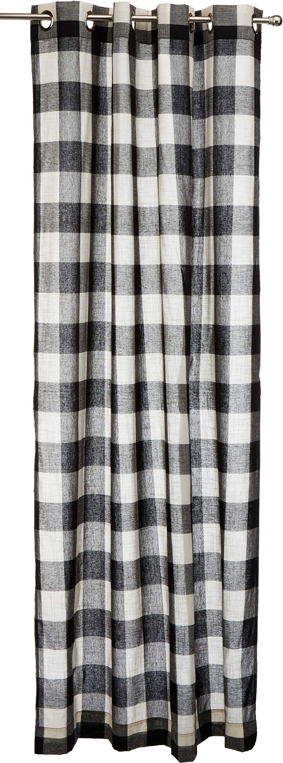 Lorraine Home Fashions09570-84-00146 BLACK Courtyard Grommet Window Curtain Panel, Black, 53" X 84"