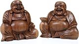 Purity Style Large Wooden Laughing Buddha Statue Handcrafted Fair Trade 17cm view 5