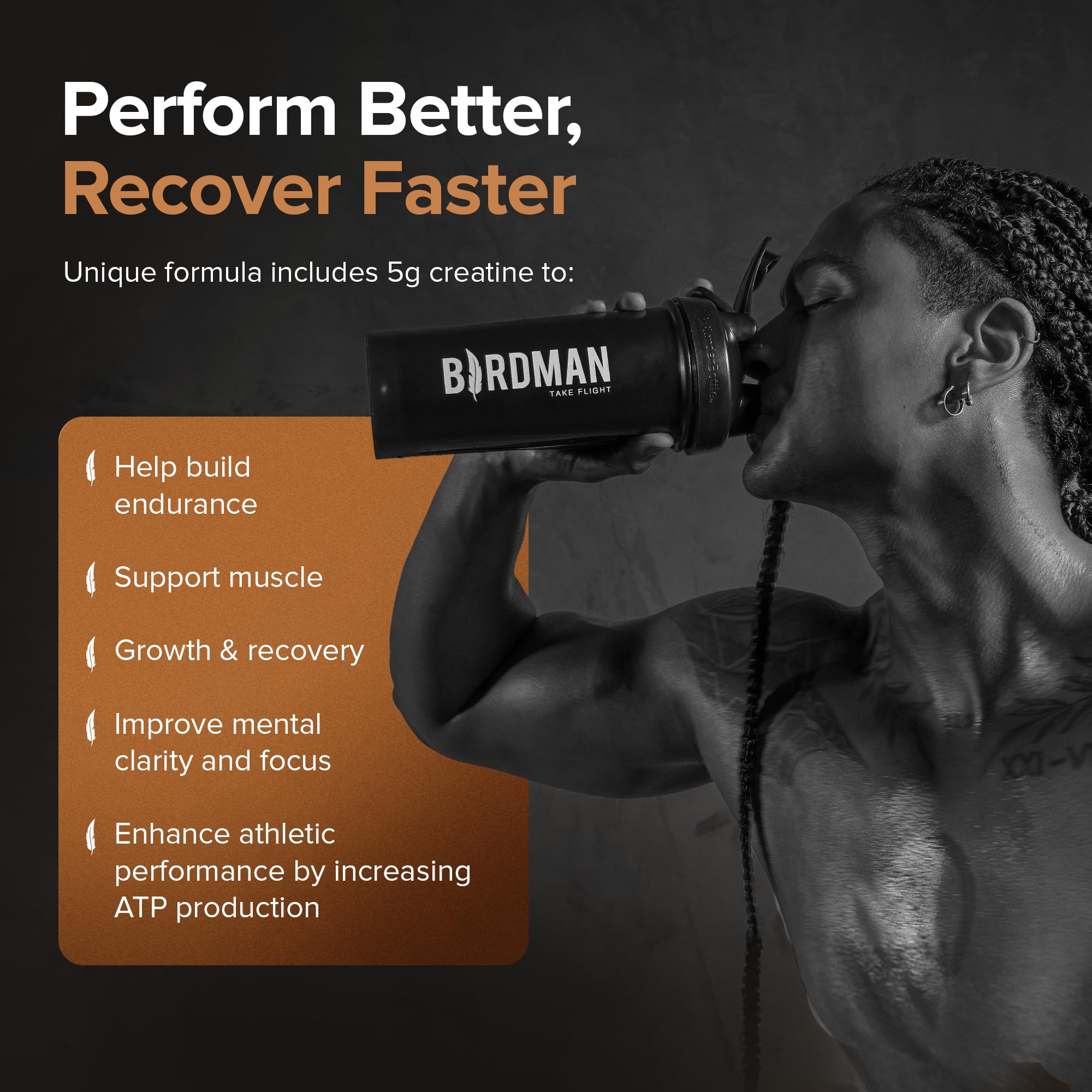 Birdman Falcon Performance Vegan Protein Powder, 31g Protein, 5g Creatine, 5g BCAA, Probiotics, Electrolytes, Pre Workout, Low Carb, Sugar Free & Dairy Free, Plant Based Chocolate Protein -19 servings