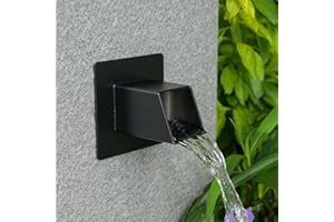 Aquadock 2 Inch 316 Stainless Steel Square Water Fountain Spout with Integrated Spray Baffle, Waterfall Spillway Scupper for Outdoor Decors, Pools, Ponds, Water Walls (Black)