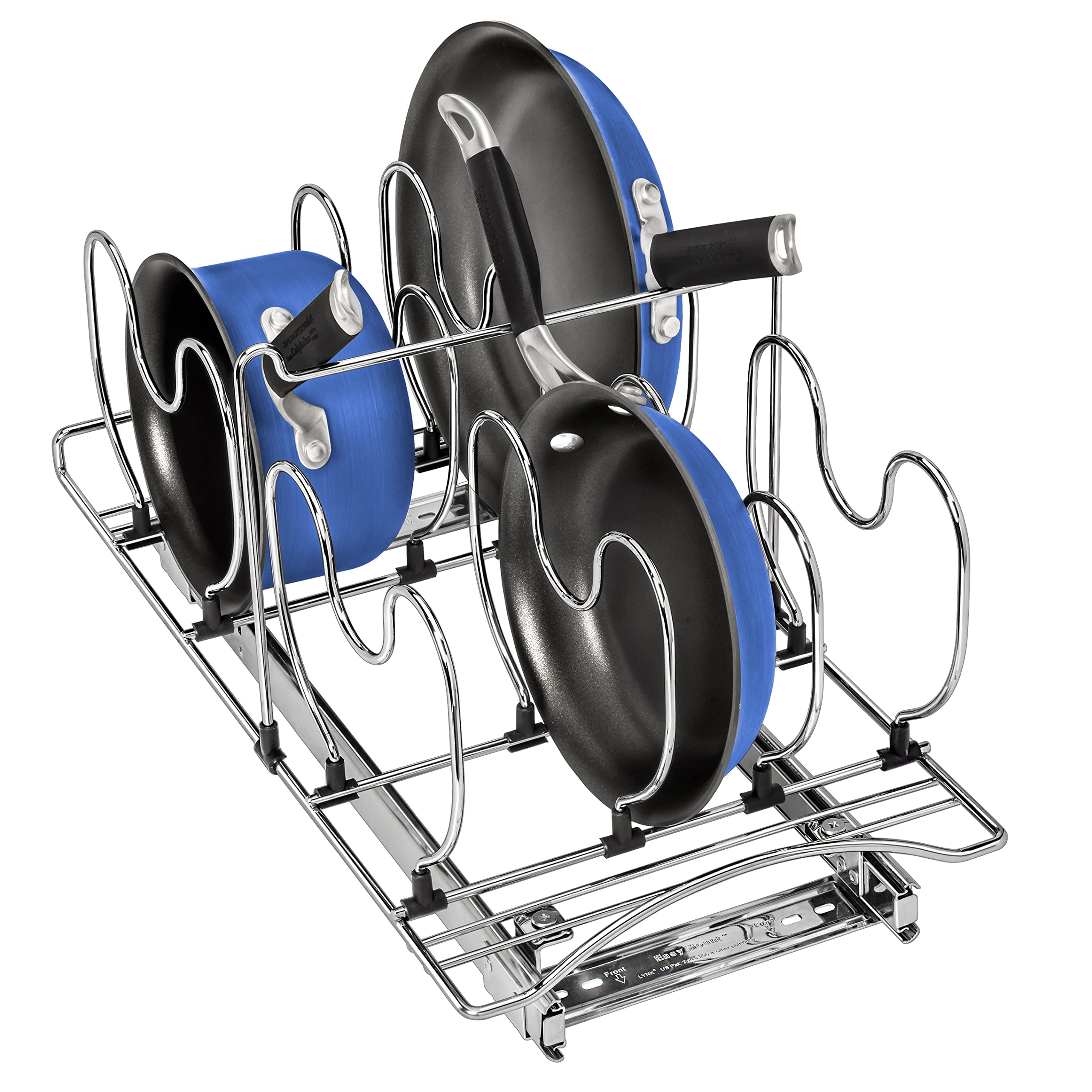 LYNK PROFESSIONAL® Pot and Pan Organizer for Cabinet - Pull Out Pan Organizer Rack - Slide Out Pans and Pots Lid Drawer - Under Cabinet Kitchen Organization and Sliding Storage - 11