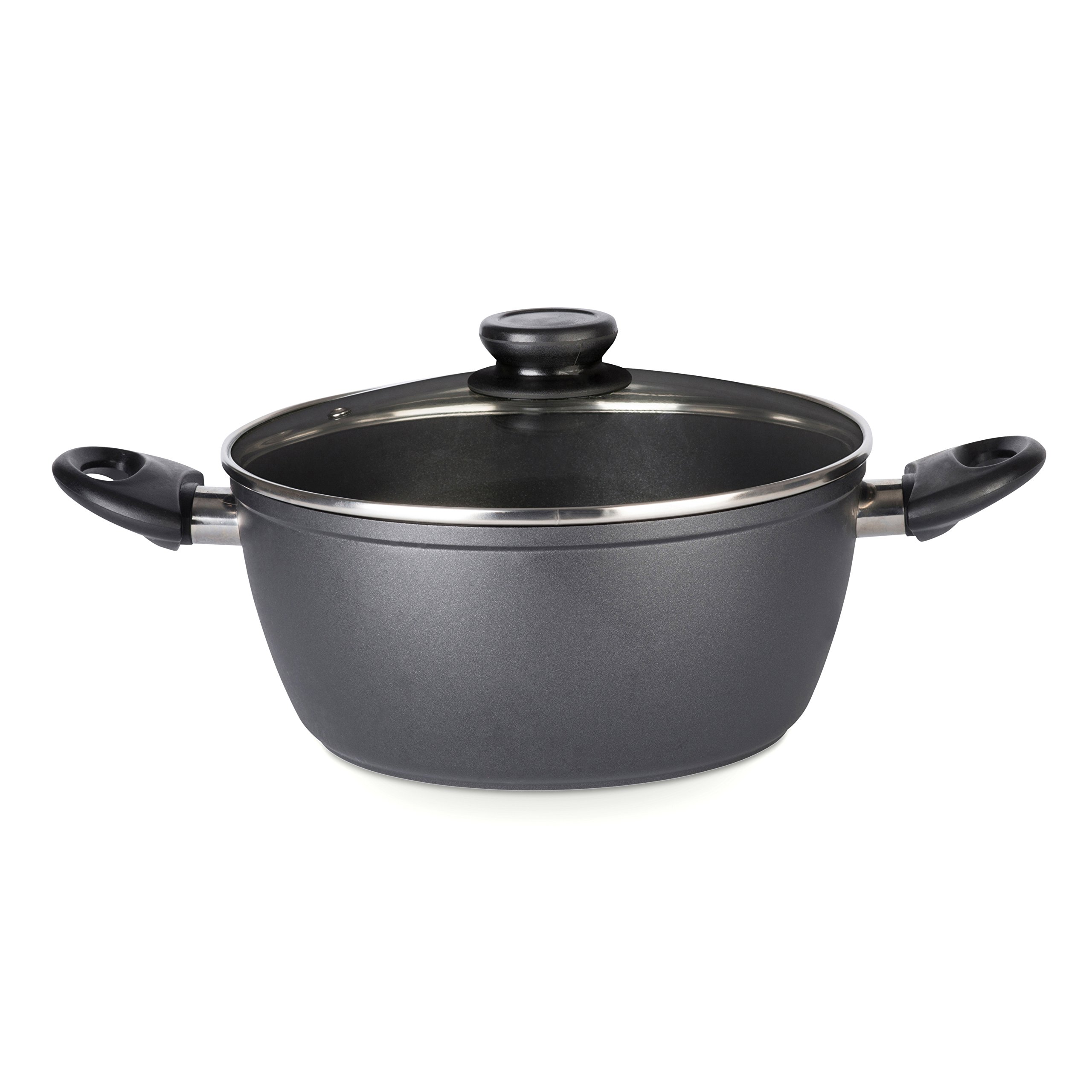 Zinel 4141 Non-Stick Stockpot/Casserole, Cast Aluminum, Black, 24cm