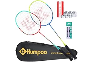 KUMPOO Badminton Racket Carbon Fiber, Badminton Racquet Set with Cover, Badminton Professional Racket Durable for Beginners Outdoor Games Gym