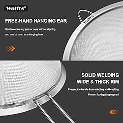 Walfos 9.5 Inch Large Fine Mesh Strainer, Stainless