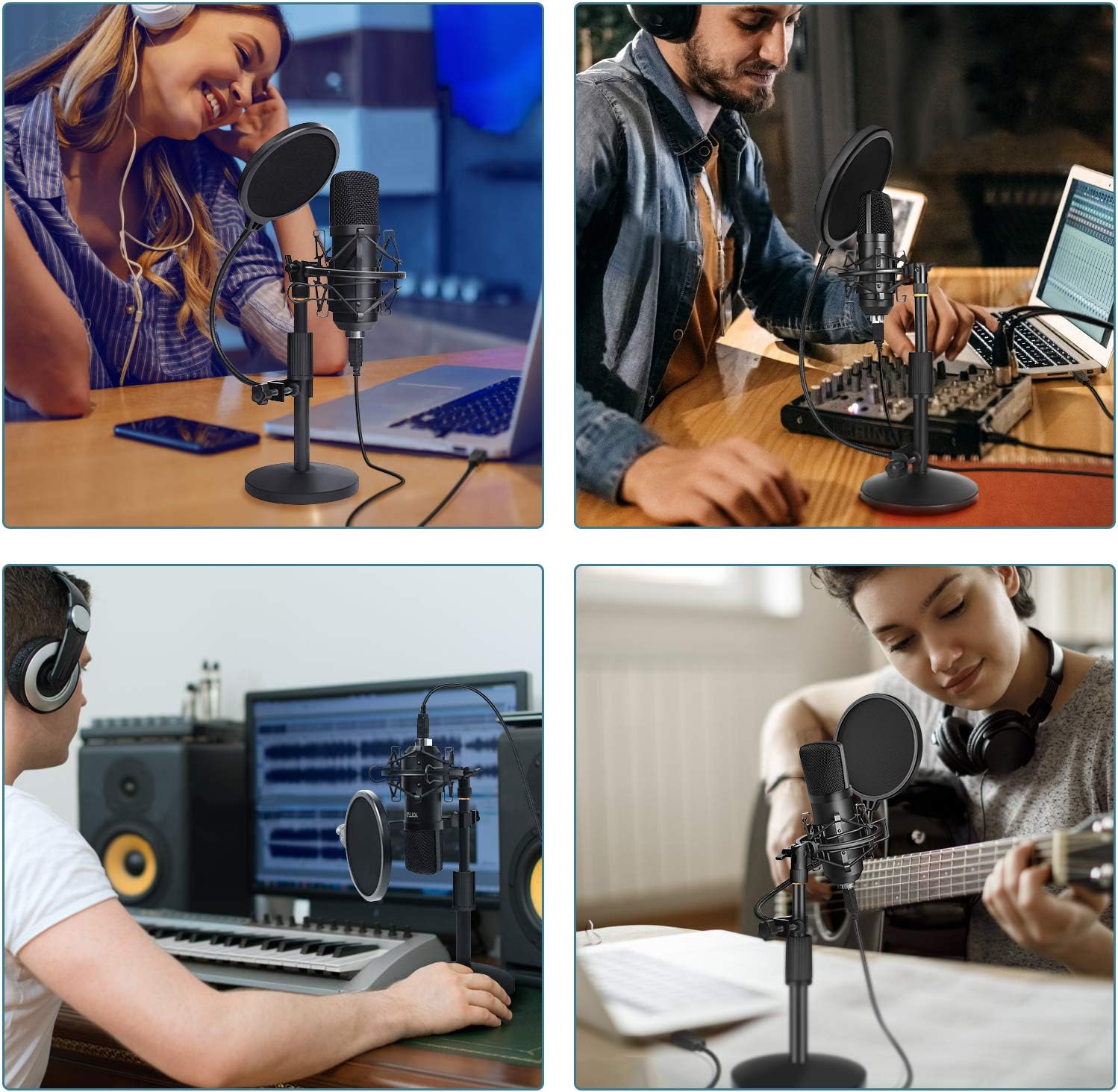 YOTTO USB Microphone 192KHZ/24BIT Condenser Cardioid Microphone Plug & Play PC Computer Mic for Podcast, Streaming, YouTube, Gaming, Recording with Pop Filter, Mic Stand, Shock Mount: Home Audio & Theater