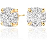 TONTMY STUDIOS Gold Stud Earrings for Women 14K Gold Plated S925 Sterling Silver Post Hypollergenic Cubic Zirconia Oval Earrings Gold Jewelry
